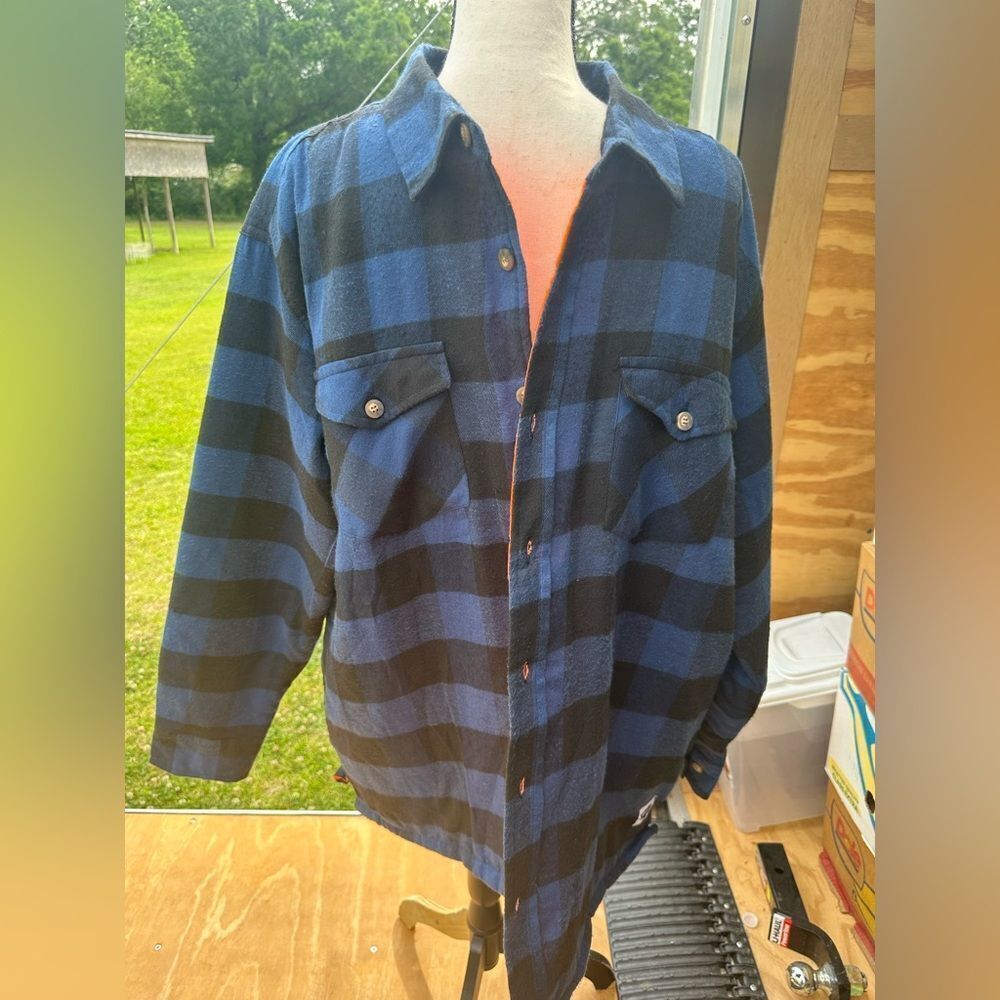 Buffalo Outdoors Blue and Black Plaid Button-Up Shirt